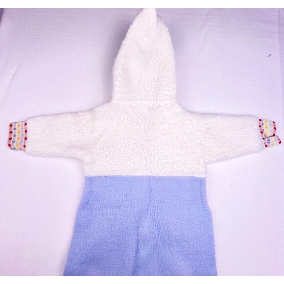 VTG Carter’s Retro White/Blue Fleece Hooded Bunting Footed Sz Small to 15 lbs - Picture 7 of 16